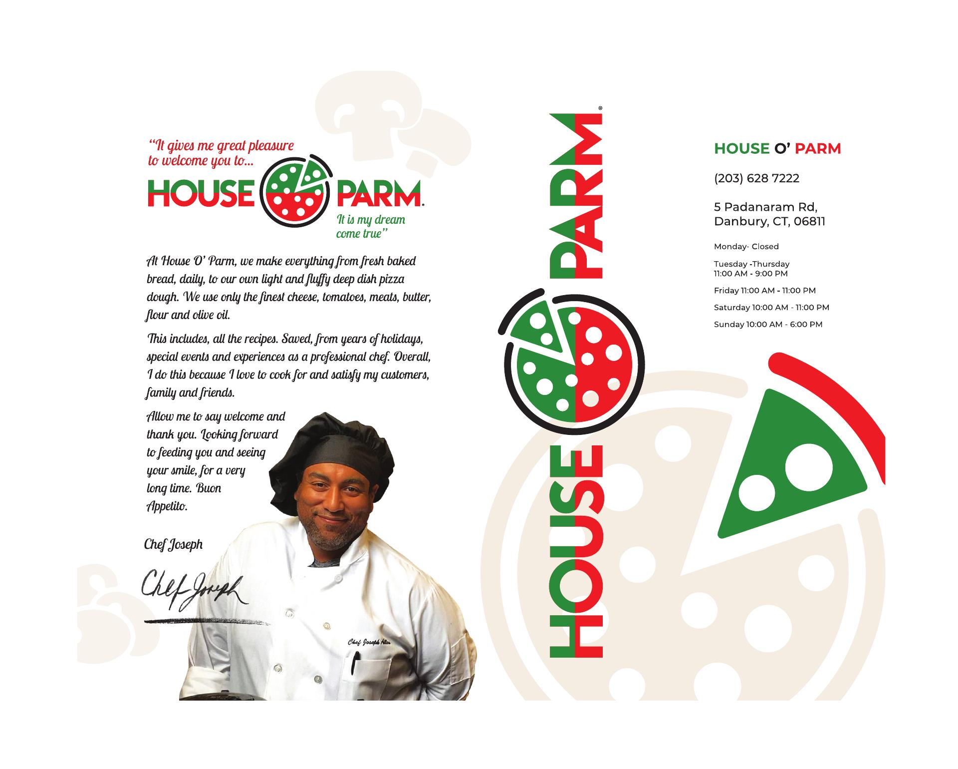 House O Parm Menu