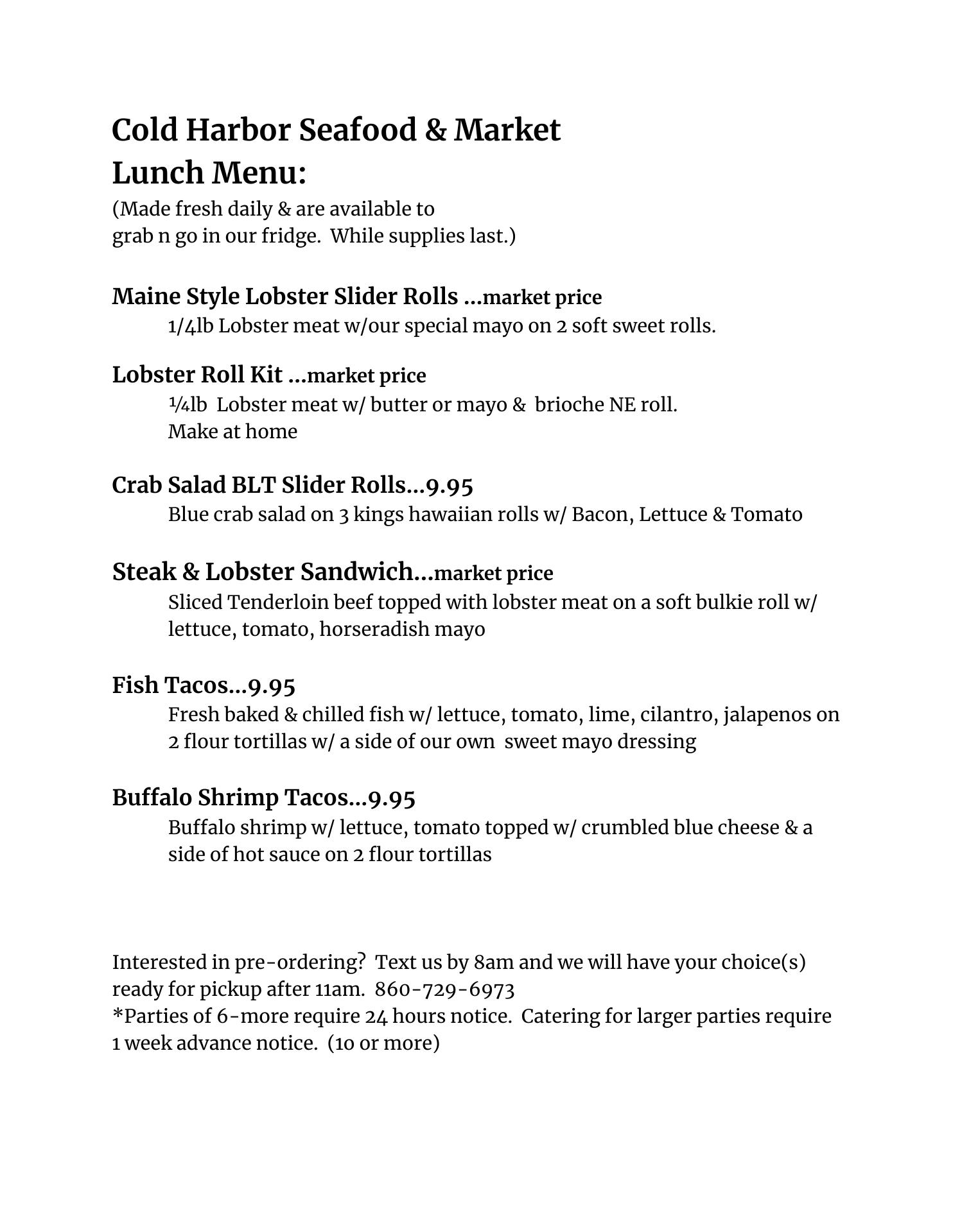 Cold Harbor Seafood & Market 465 Taylor Rd, Enfield, CT 06082