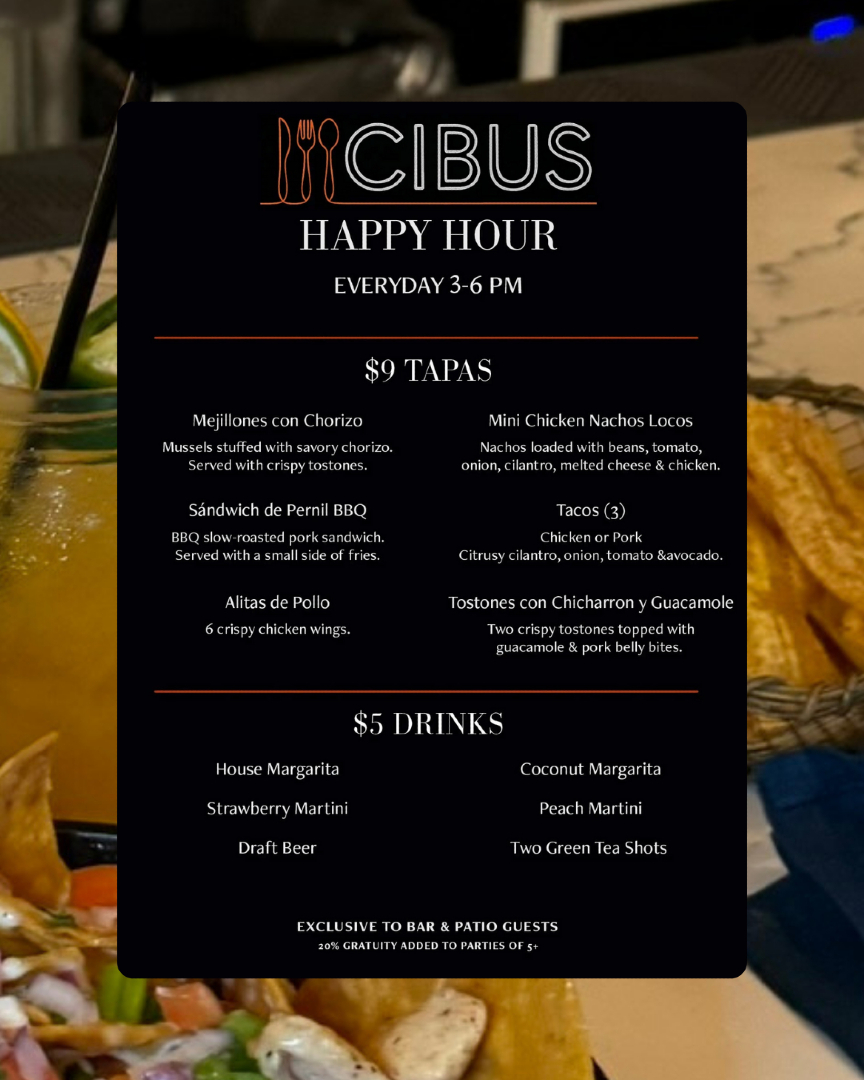 Cibus Latin Fusion Menu