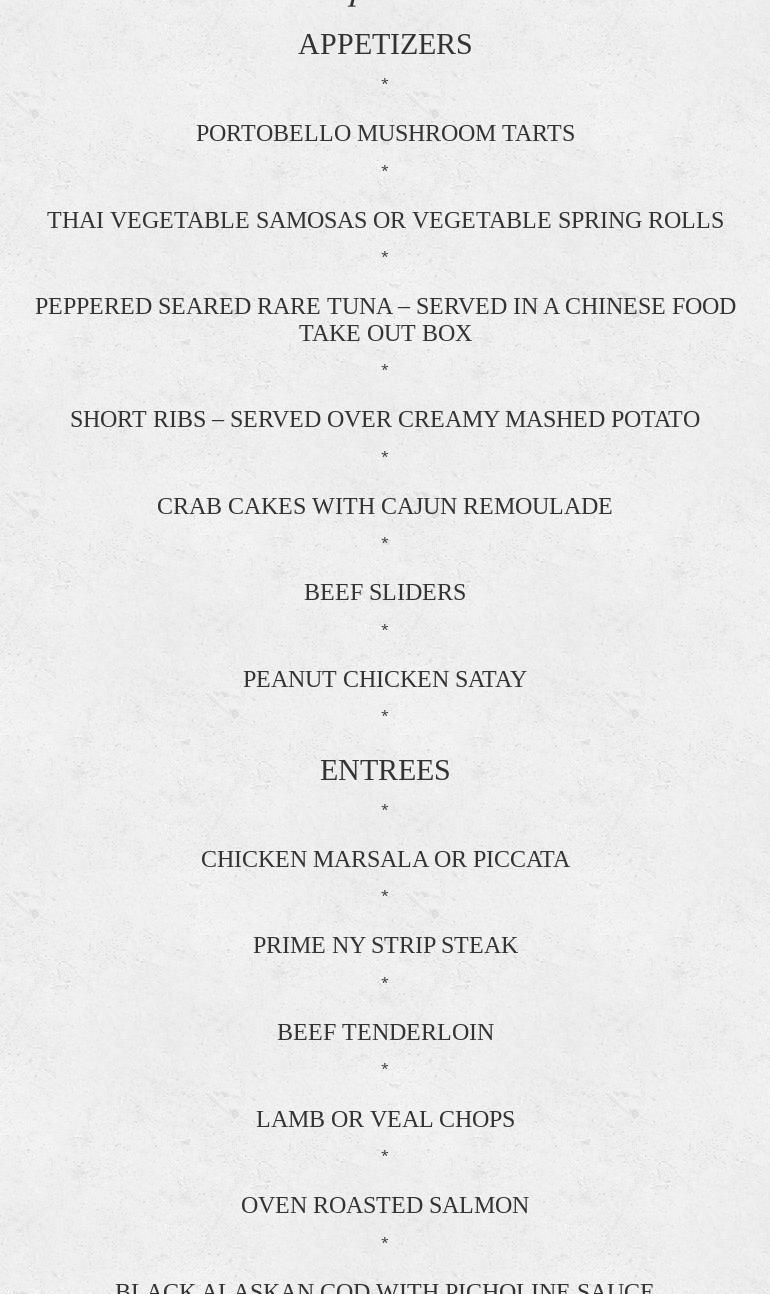 The Whisk INC. Menu