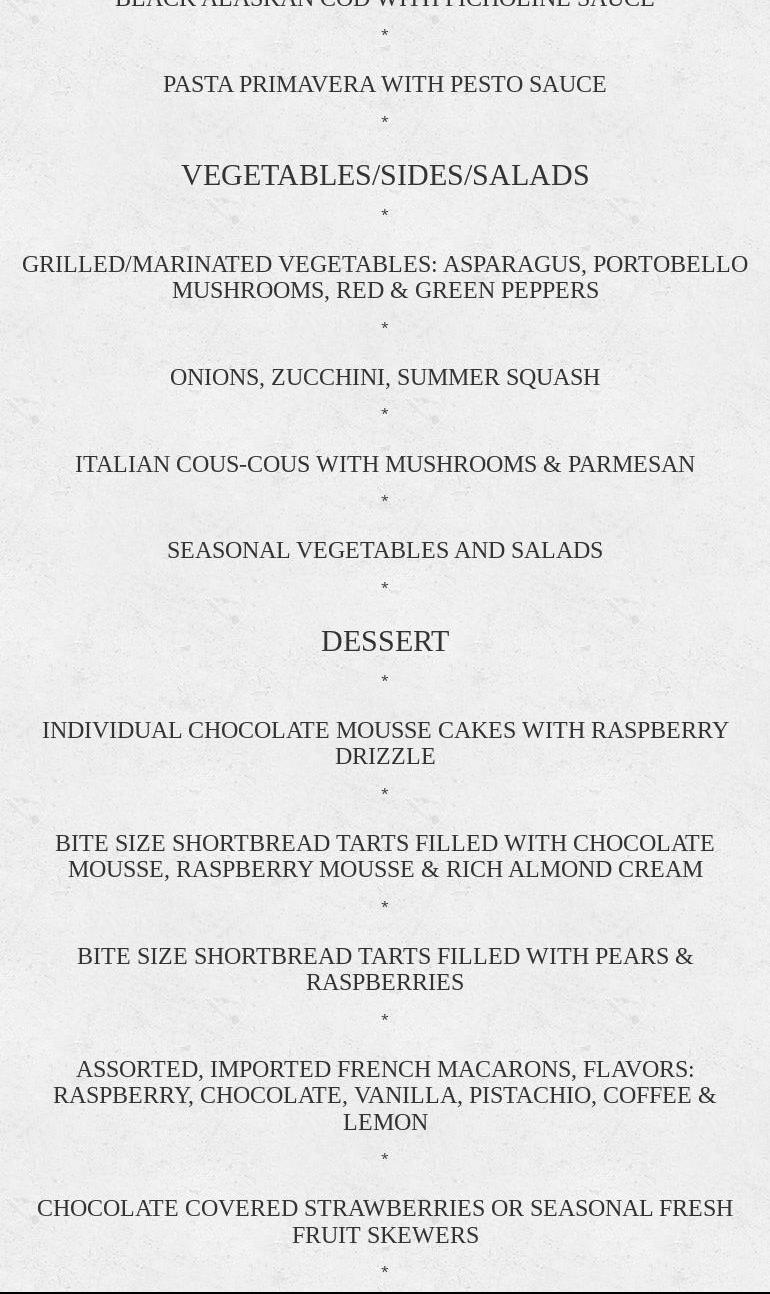 The Whisk INC. Menu