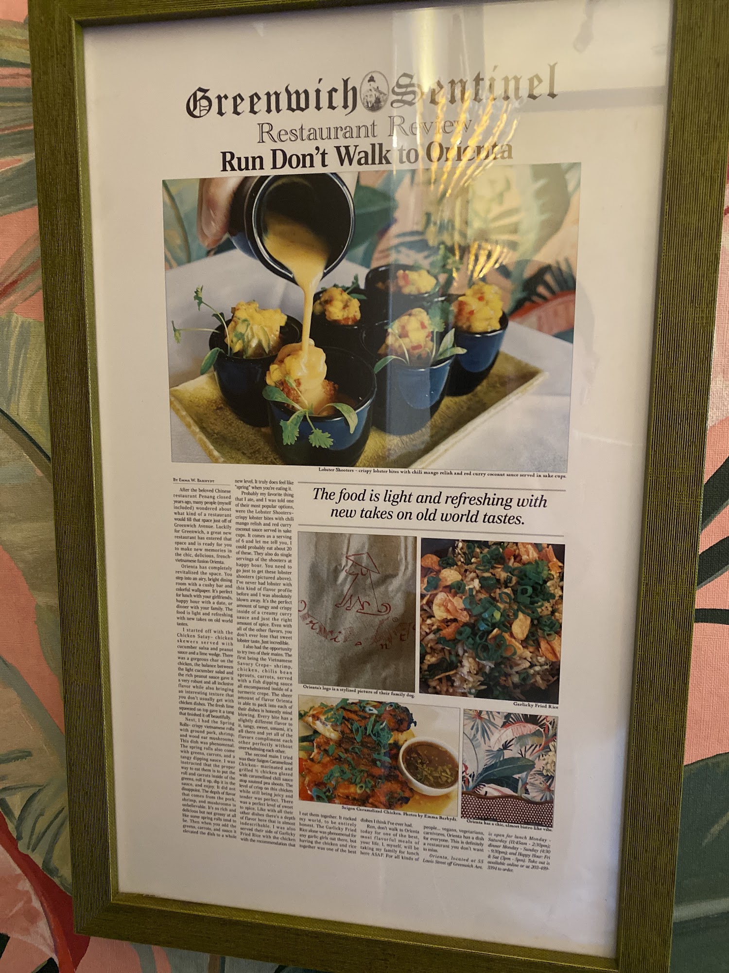 Orienta Restaurant Menu