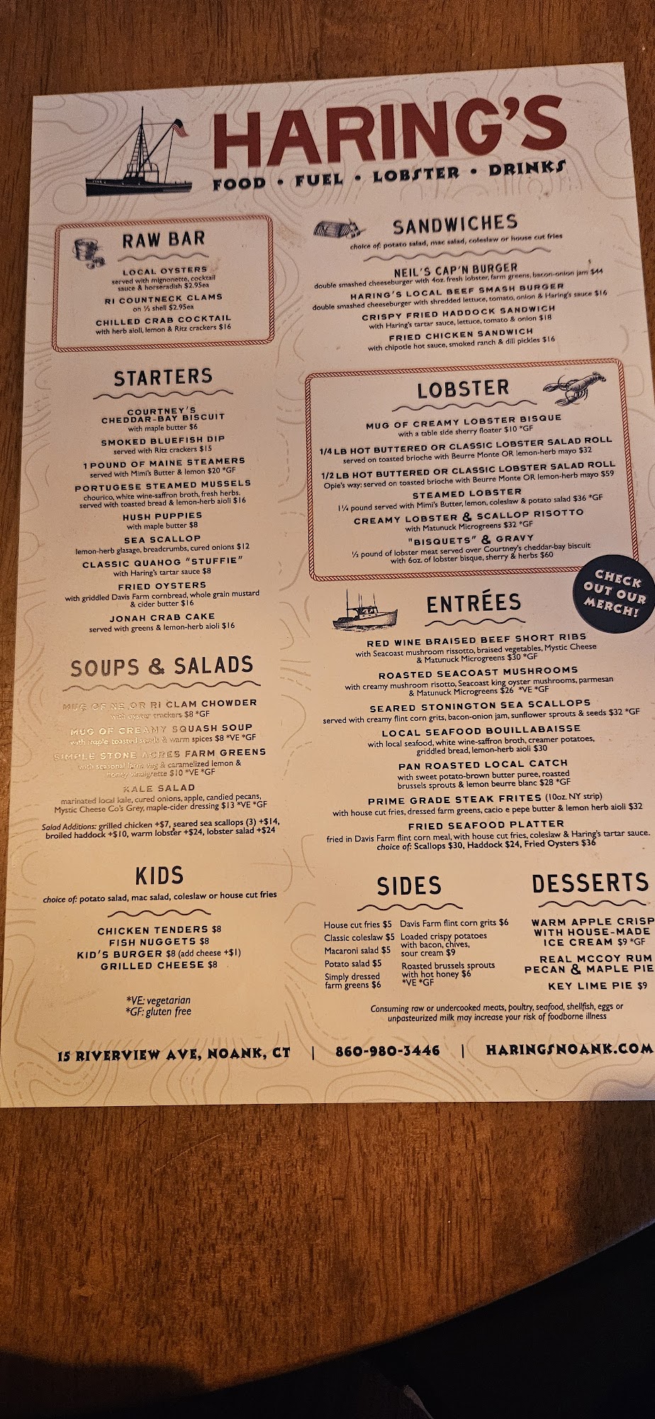 Noank Aquaculture Co-Op Inc Menu