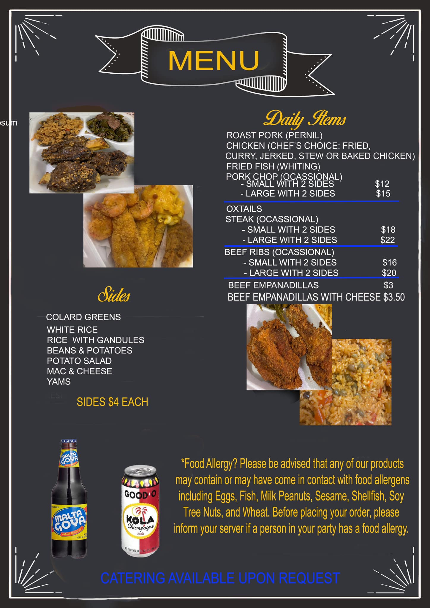 T-MAK BODEGA Menu