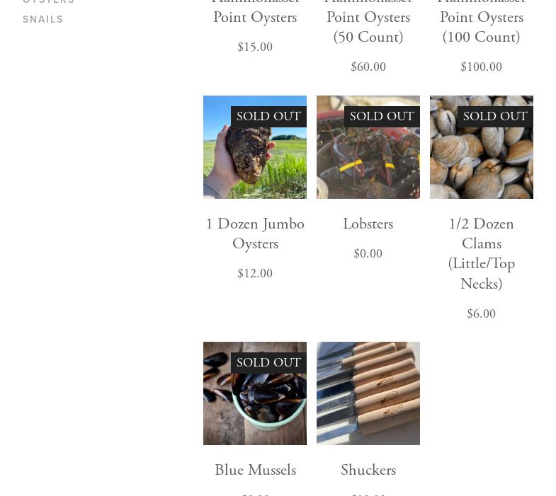 Indian River Shellfish Menu