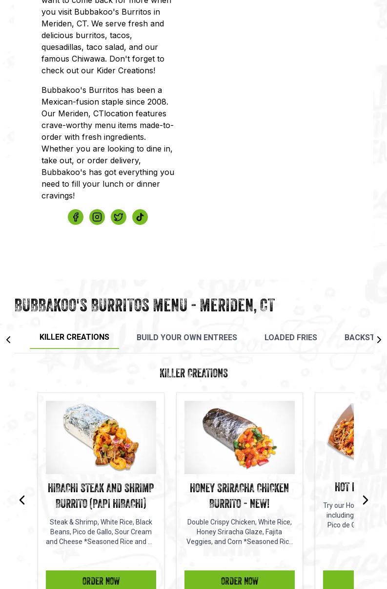 Bubbakoo's Burritos Menu