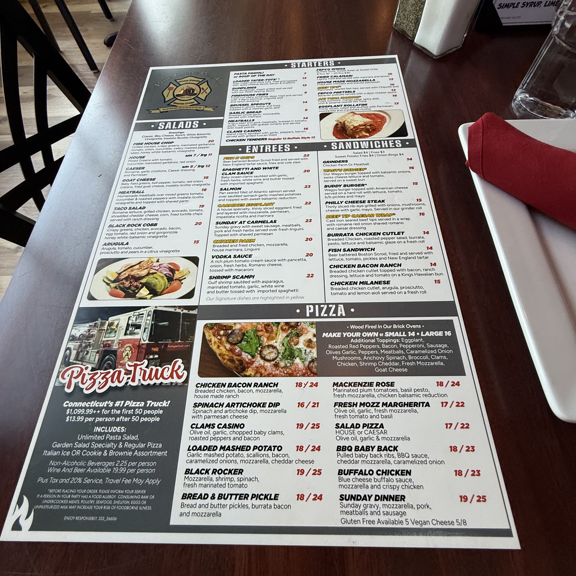 Fire Engine Pizza Co. 2 Menu