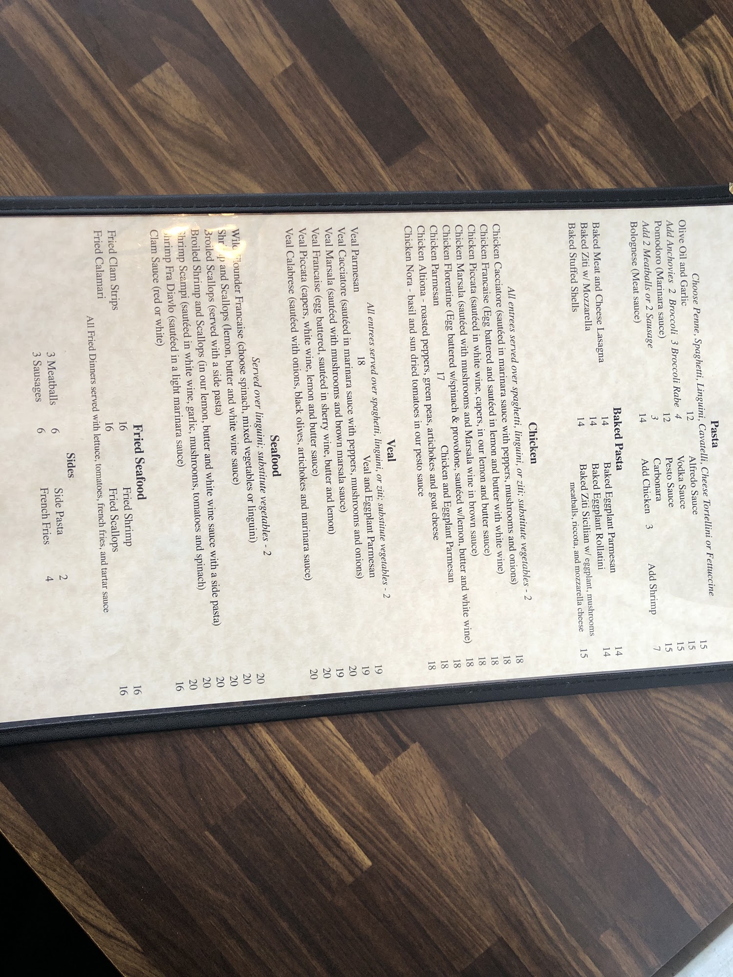 Don Giovanni's Restaurant Menu