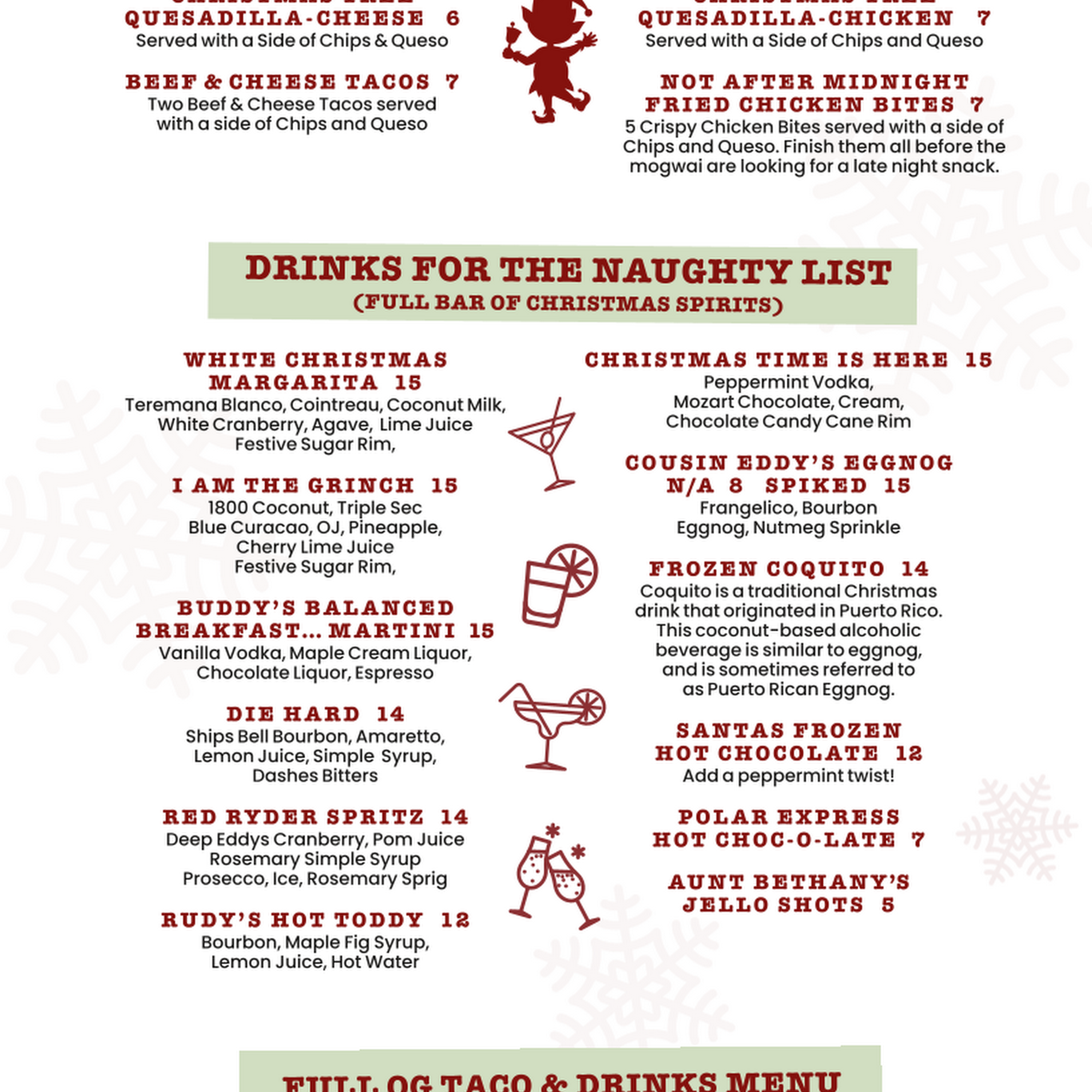 Santa's Sleigh Station Menu