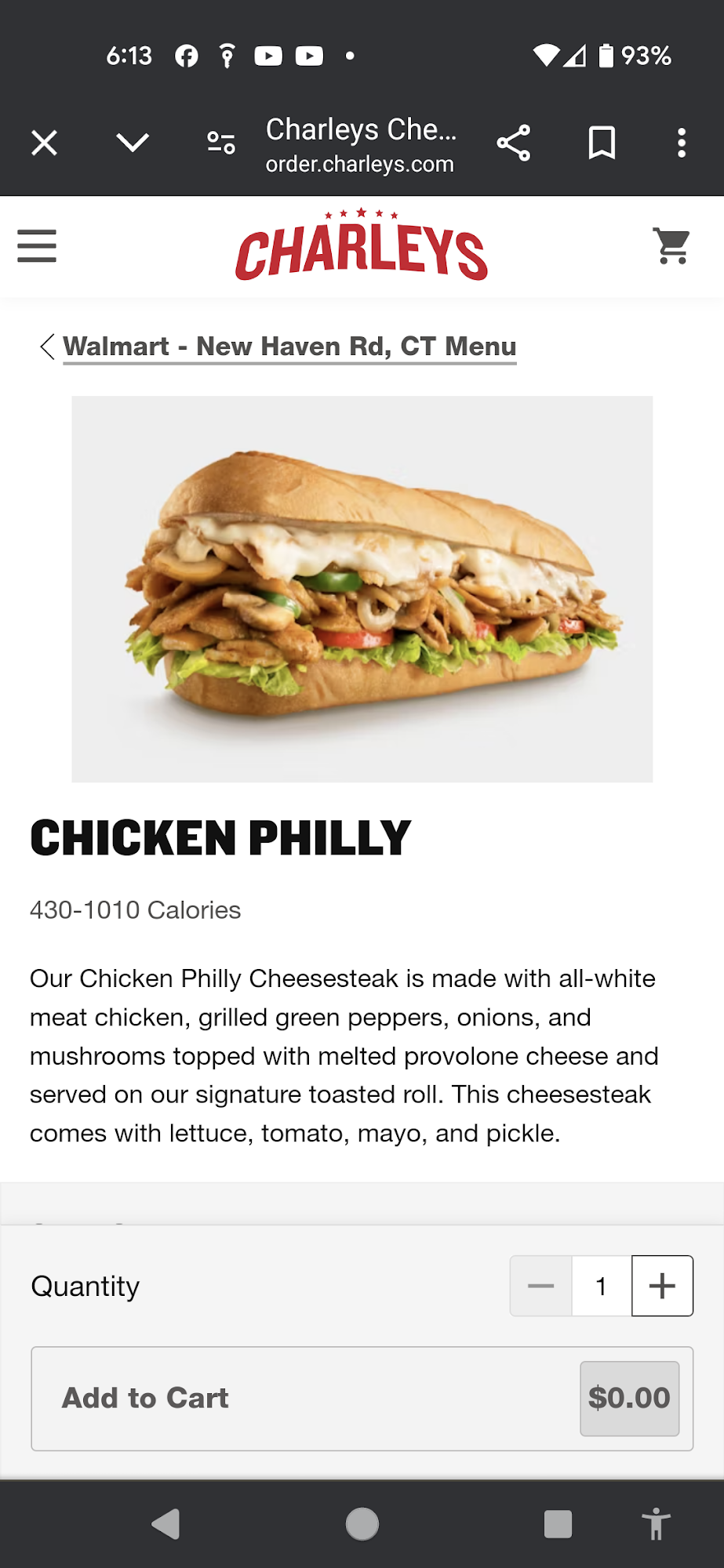 Charleys Cheesesteaks and Wings Menu