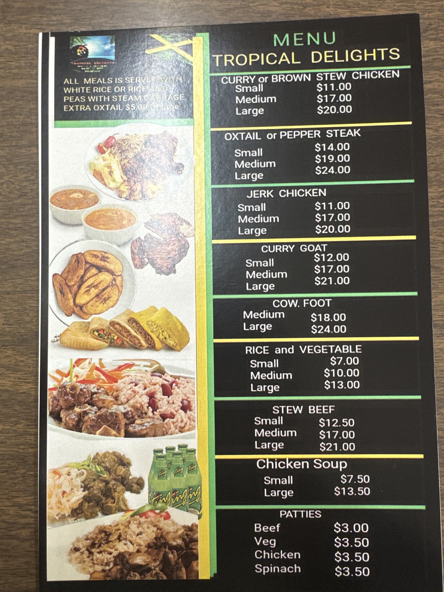 Tropical Delights Menu