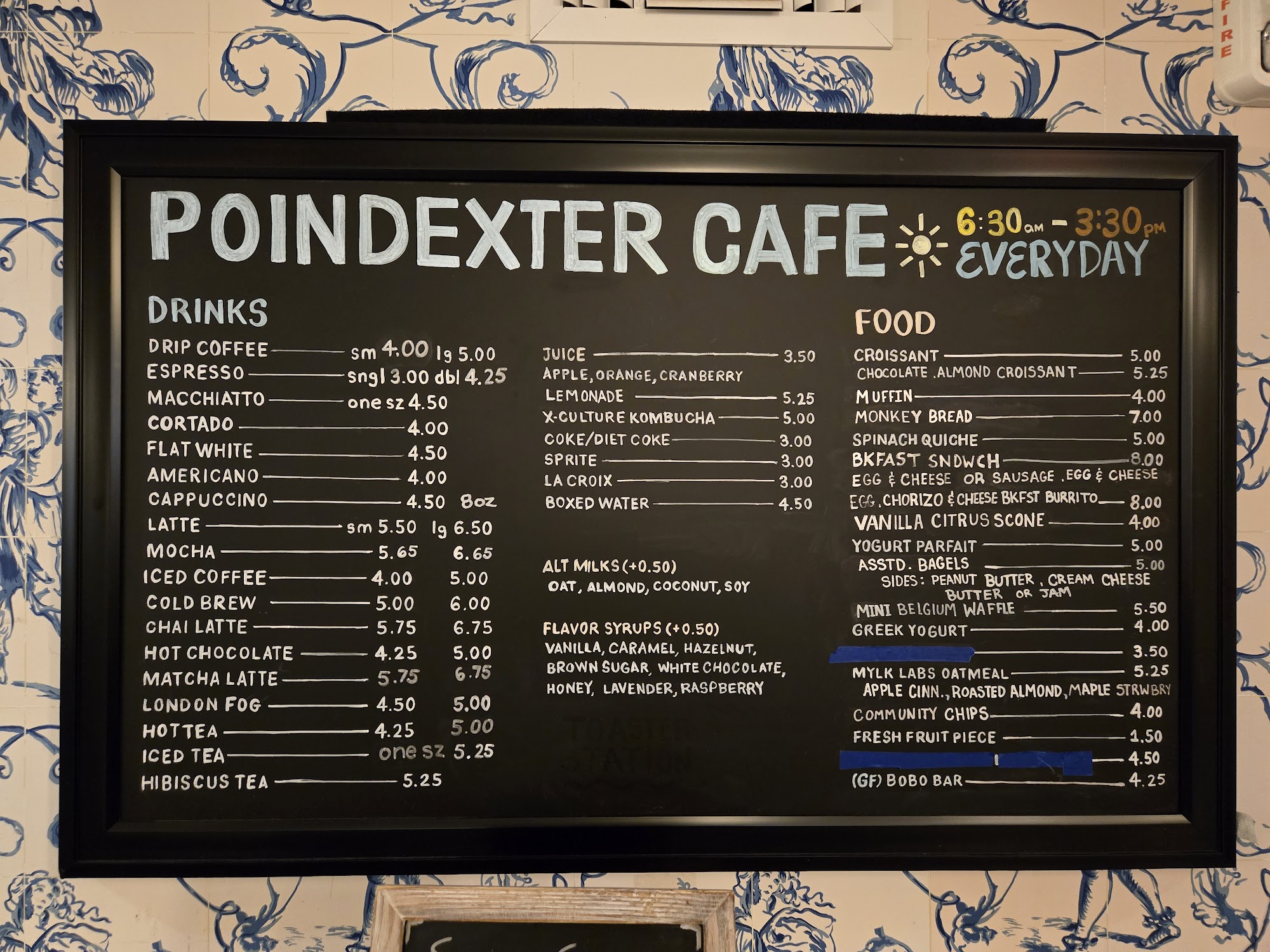 Poindexter Coffee Menu