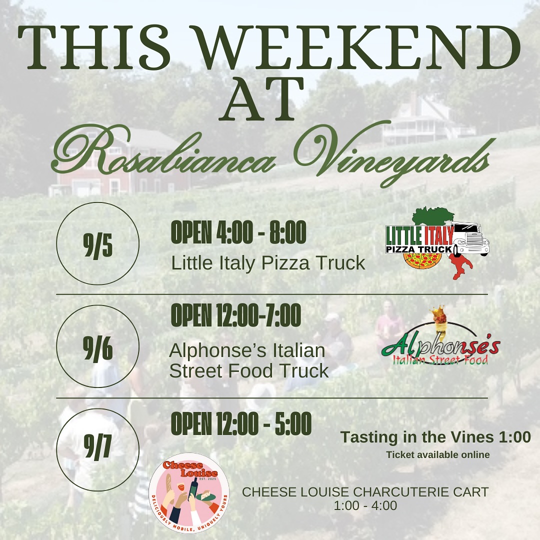 Rosabianca Vineyards Menu