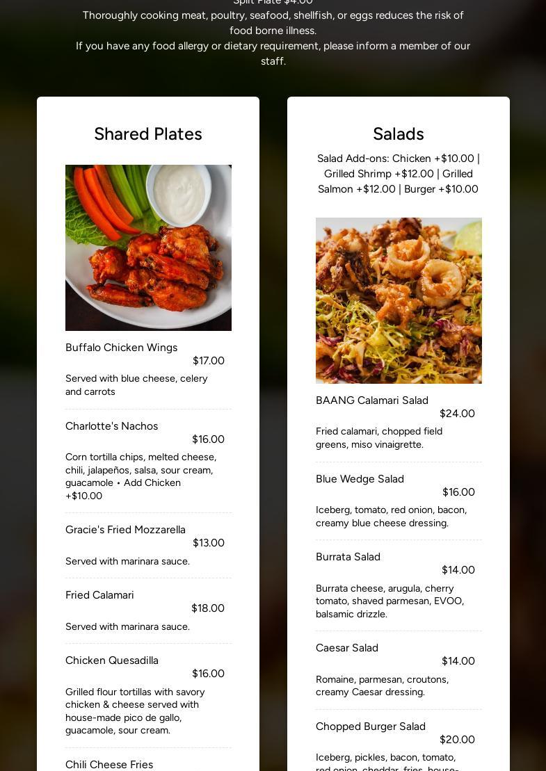 Bosco's Bar and Grill Menu