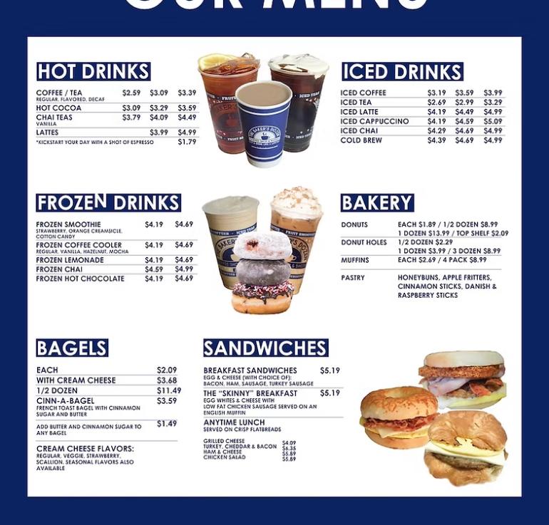 Baker's Dozen - Putnam LLC Menu