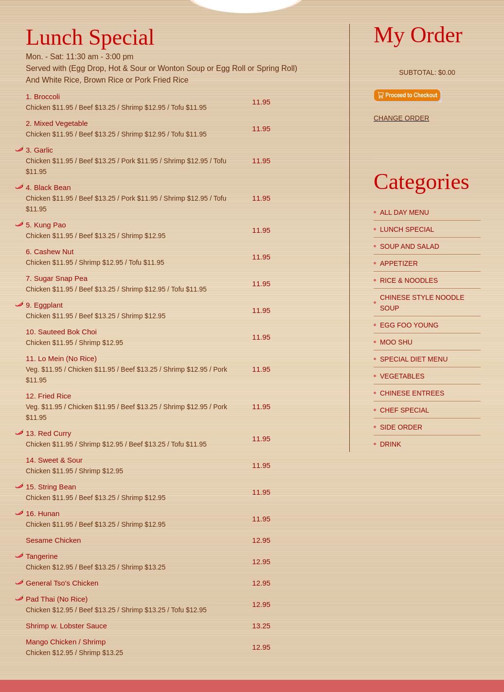 Empire Szechuan Menu