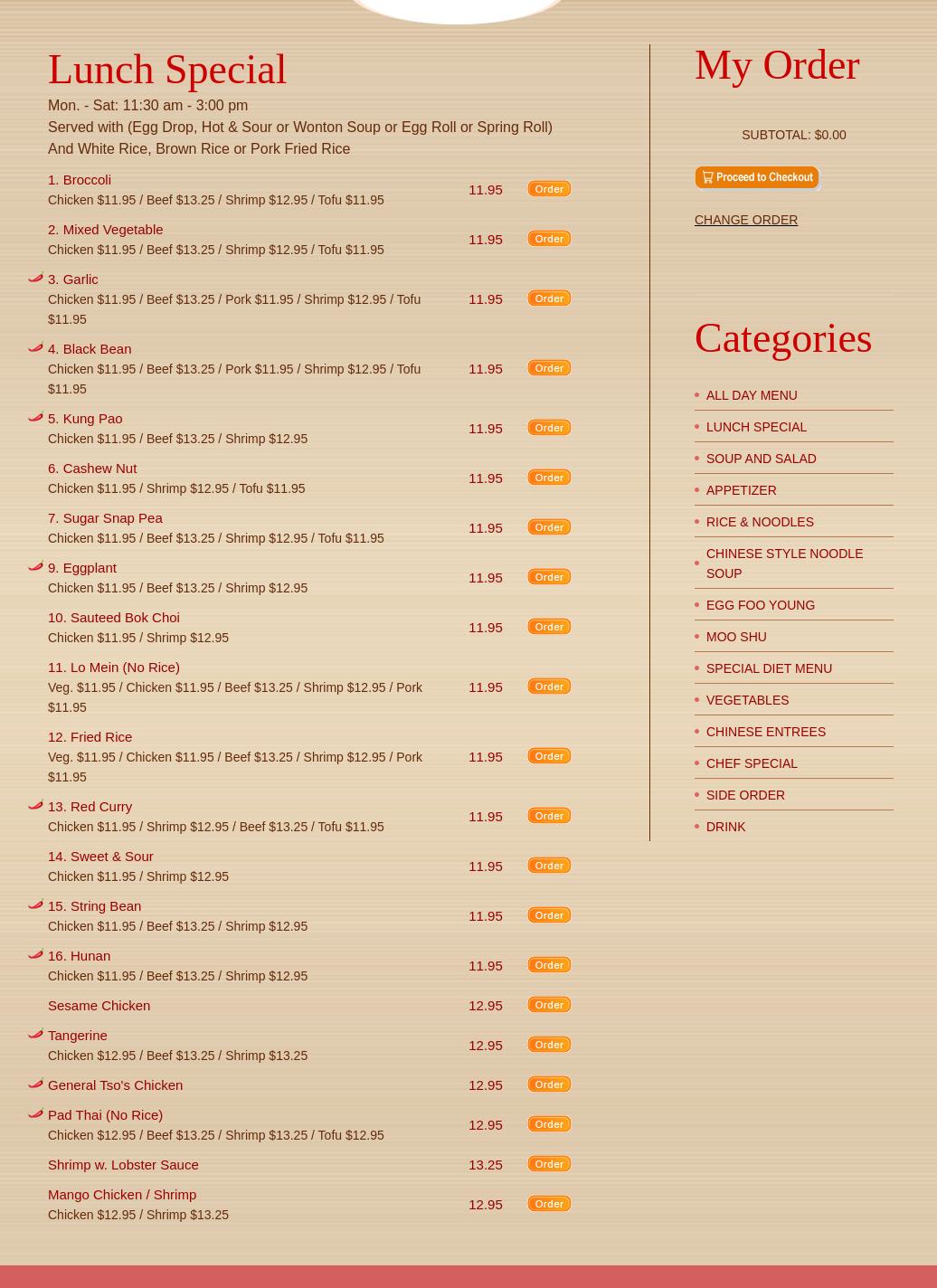 Empire Szechuan Menu