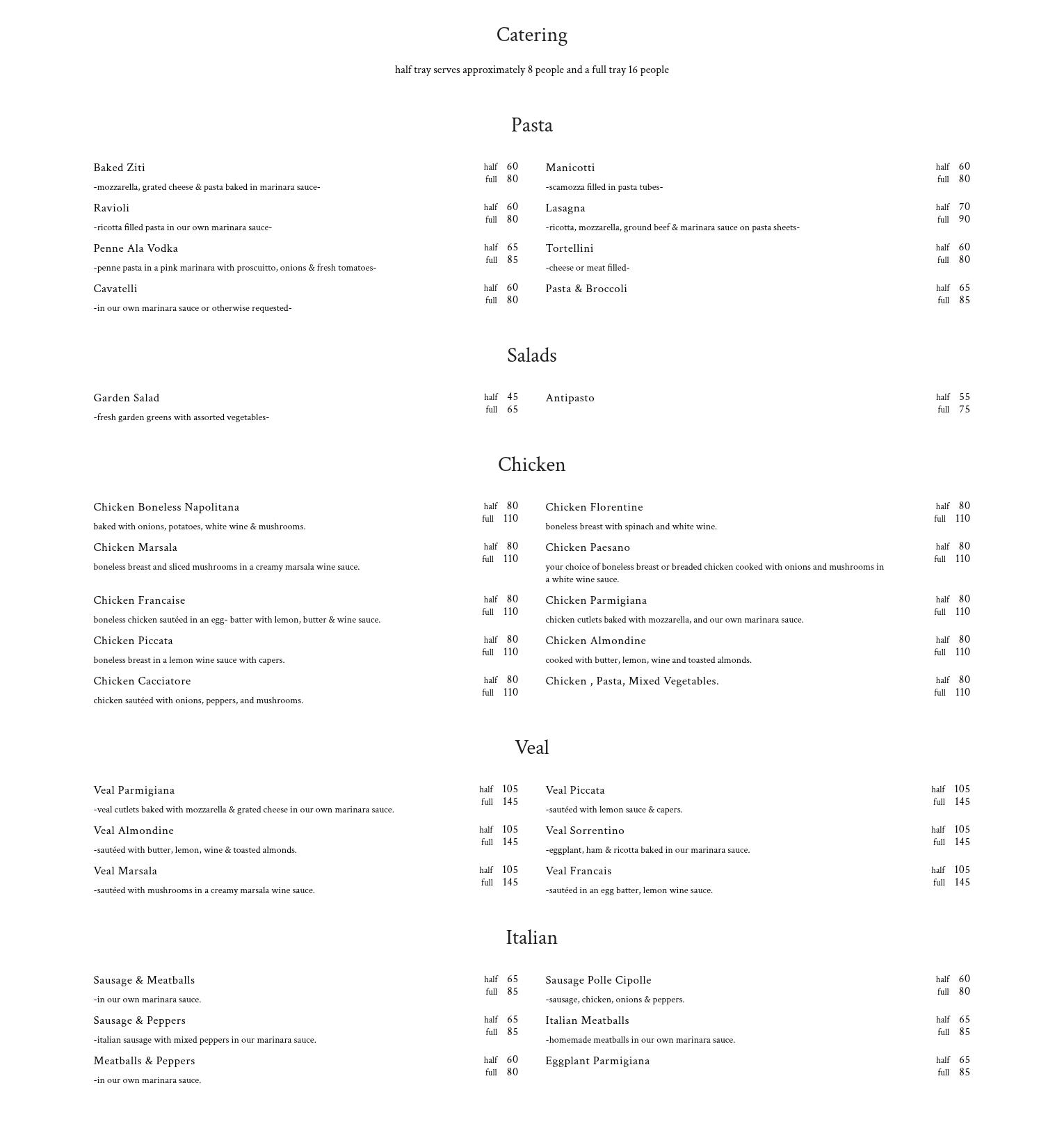 Casa Nova Menu