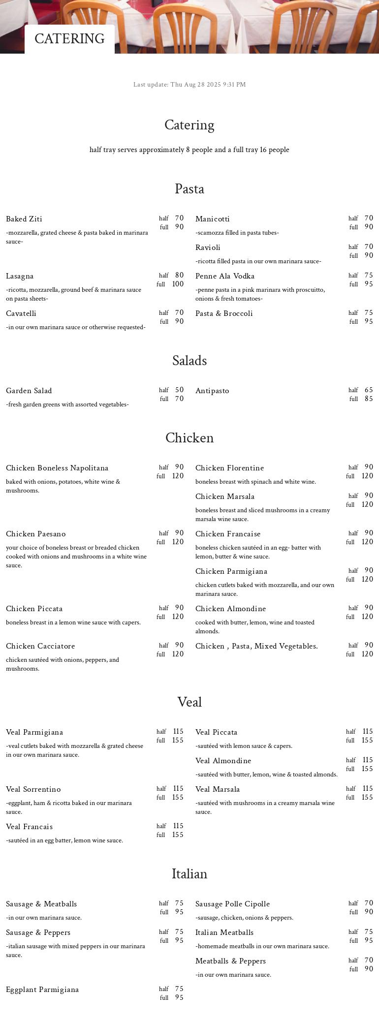 Casa Nova Menu