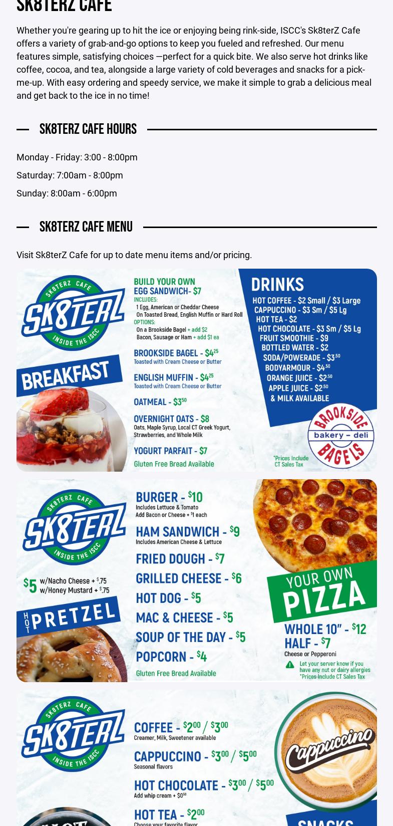 Sk8terZ Café Menu