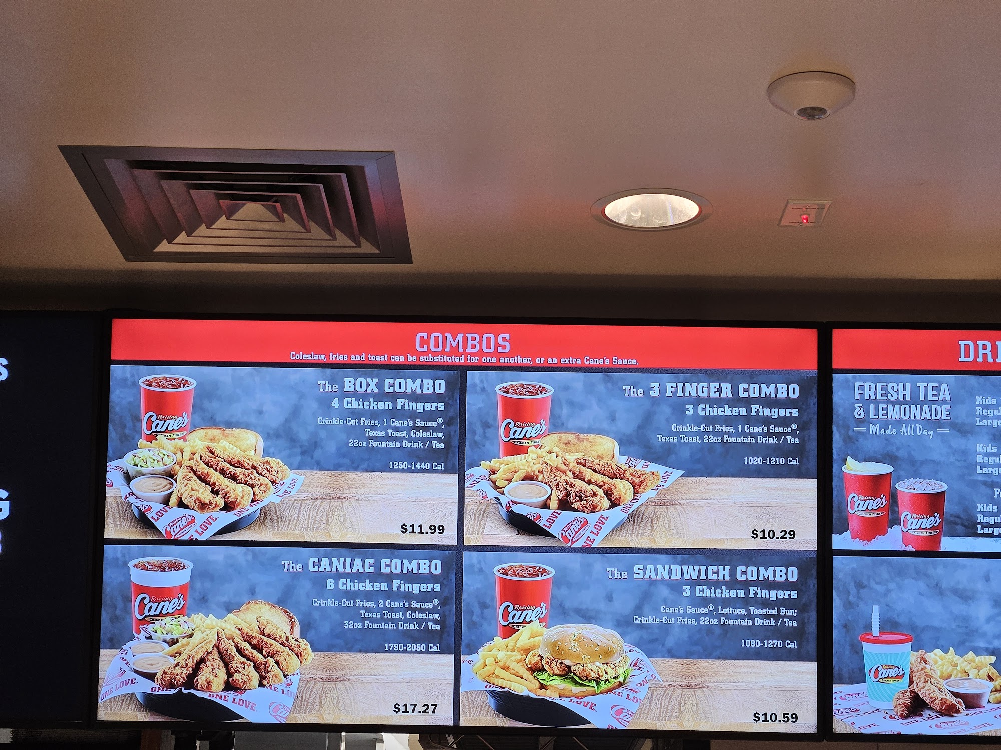 Raising Cane's Chicken Fingers Menu