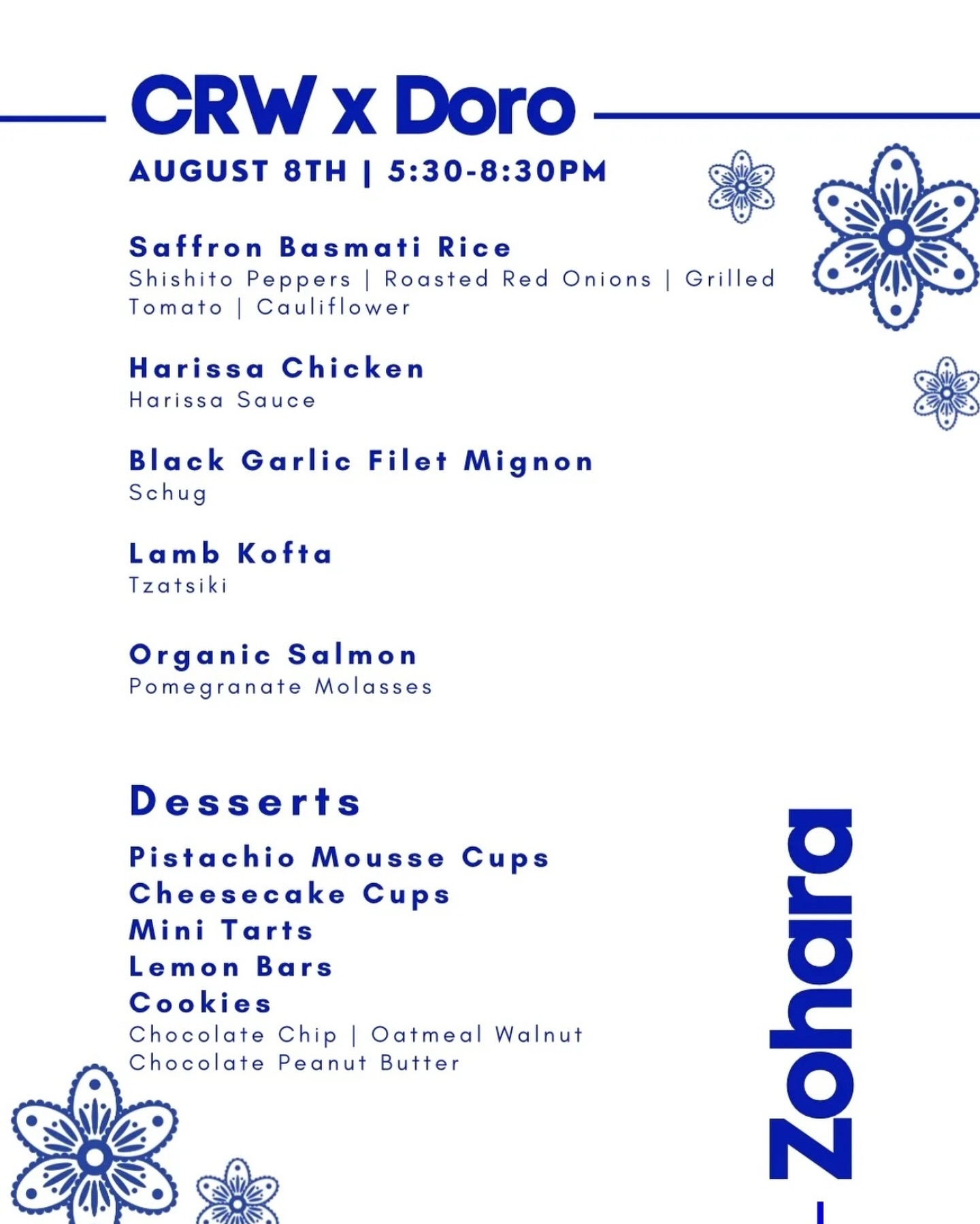 Crystal Ridge Winery Menu