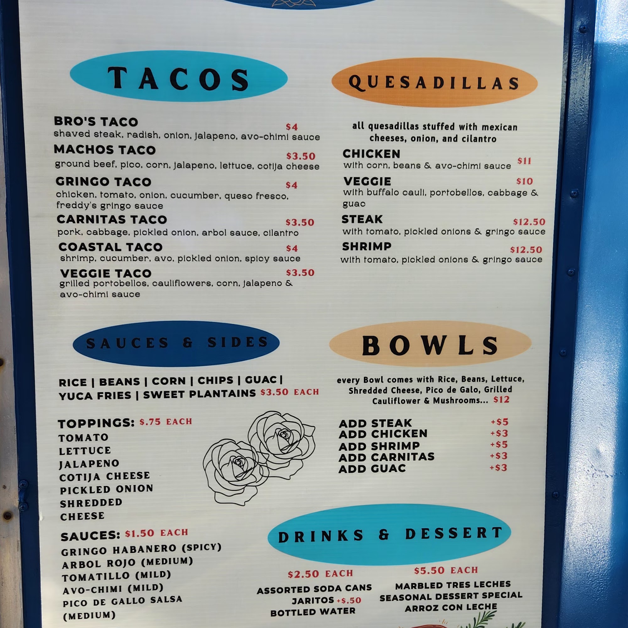 Freddy's Platos Menu