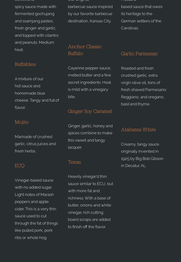 Avellino Family Barbecue Menu