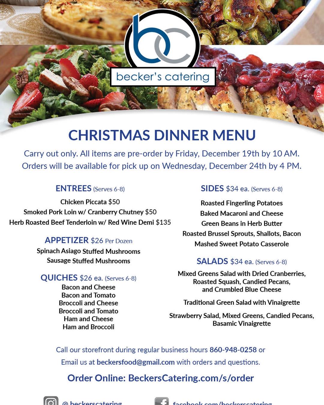 Becker's Catering Menu