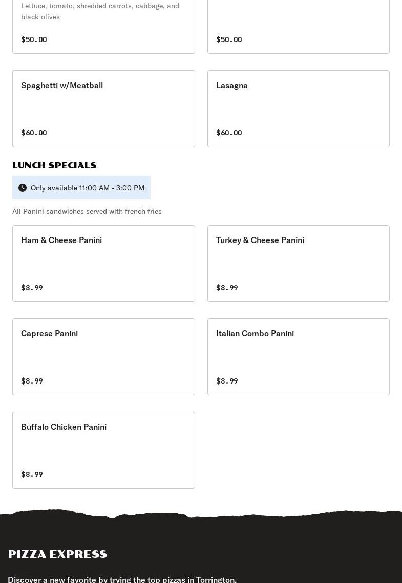 Pizza express Menu