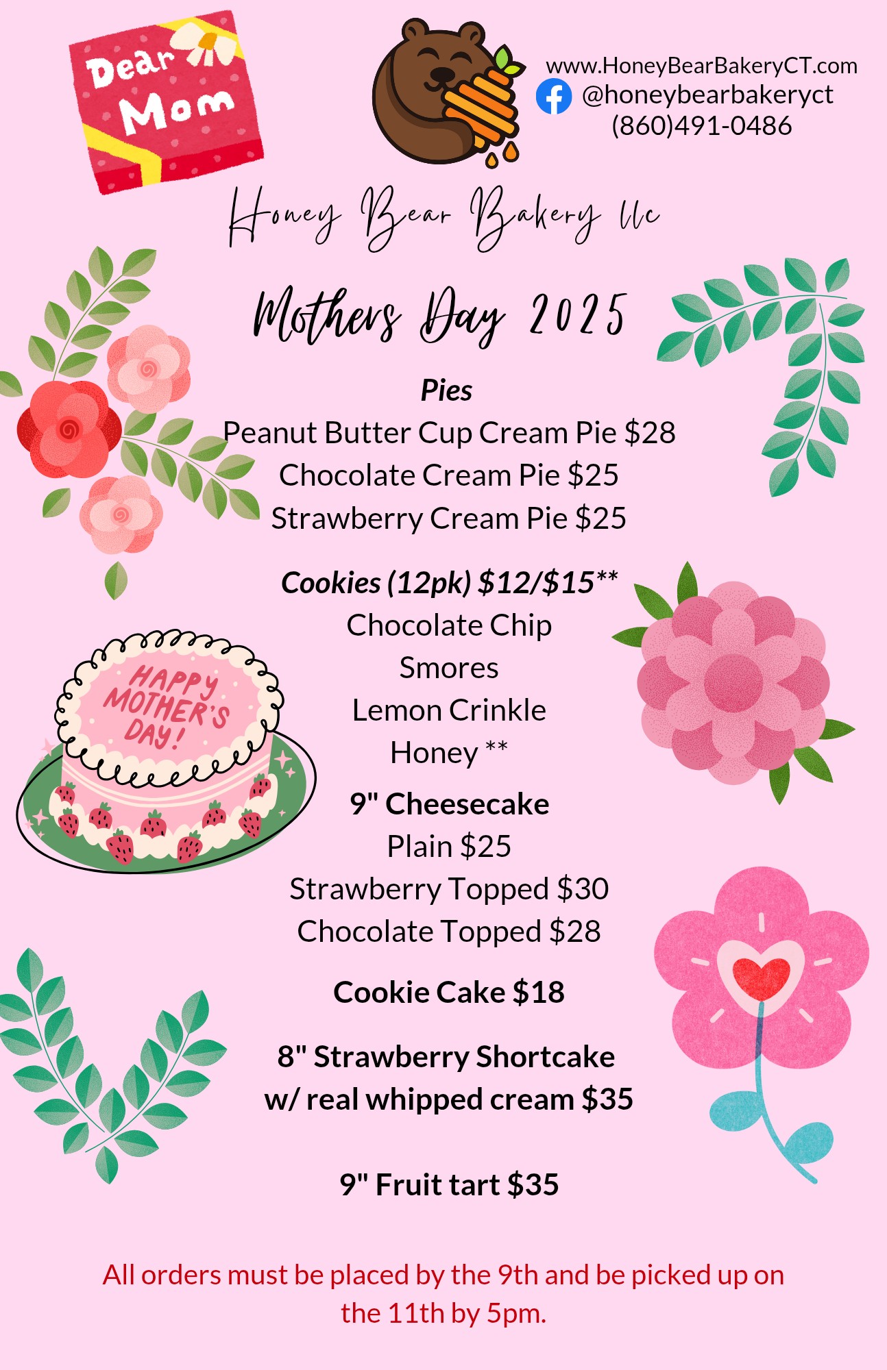 Honey Bear Bakery Menu