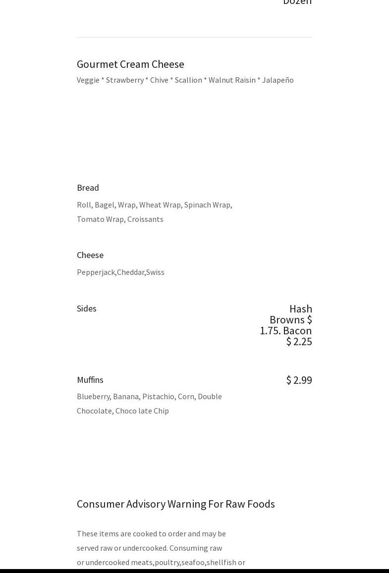 Lola’s Bagel Shop Menu