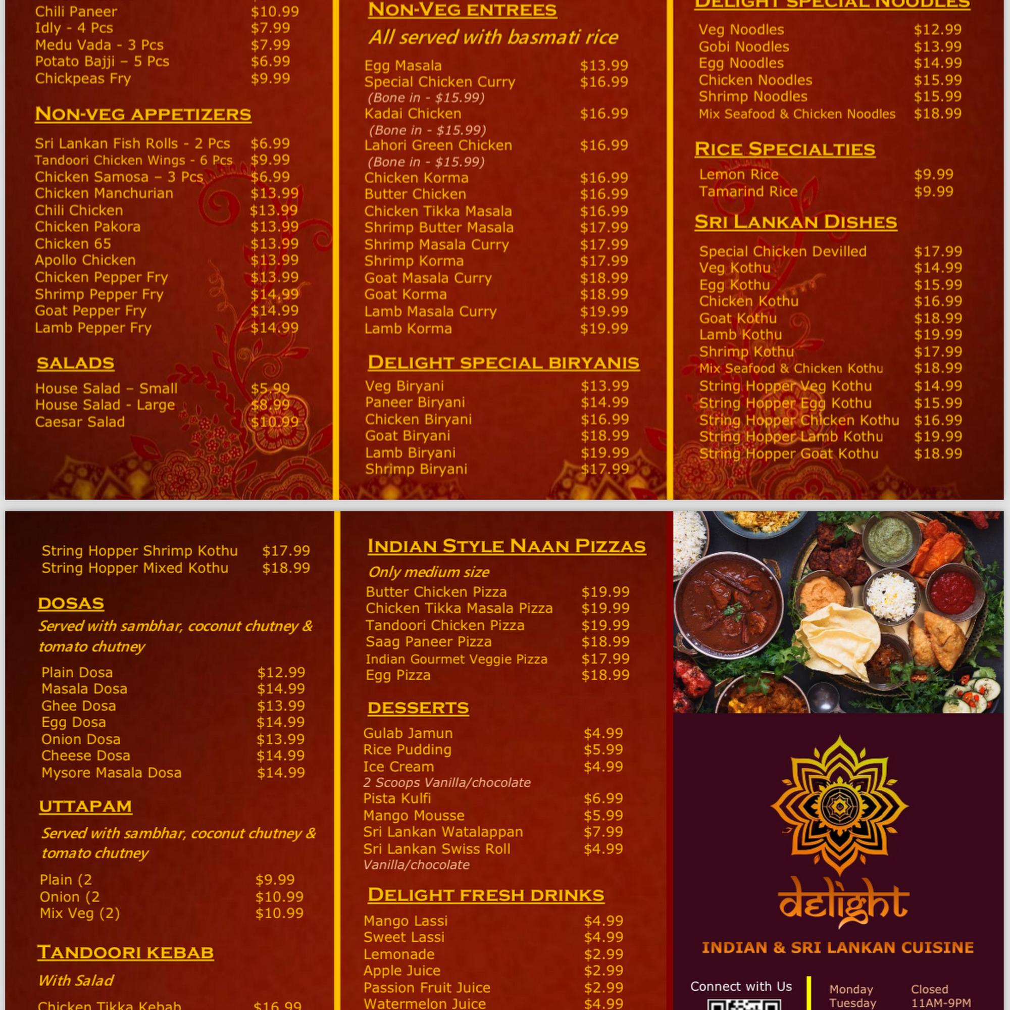 Delight Cuisine Menu