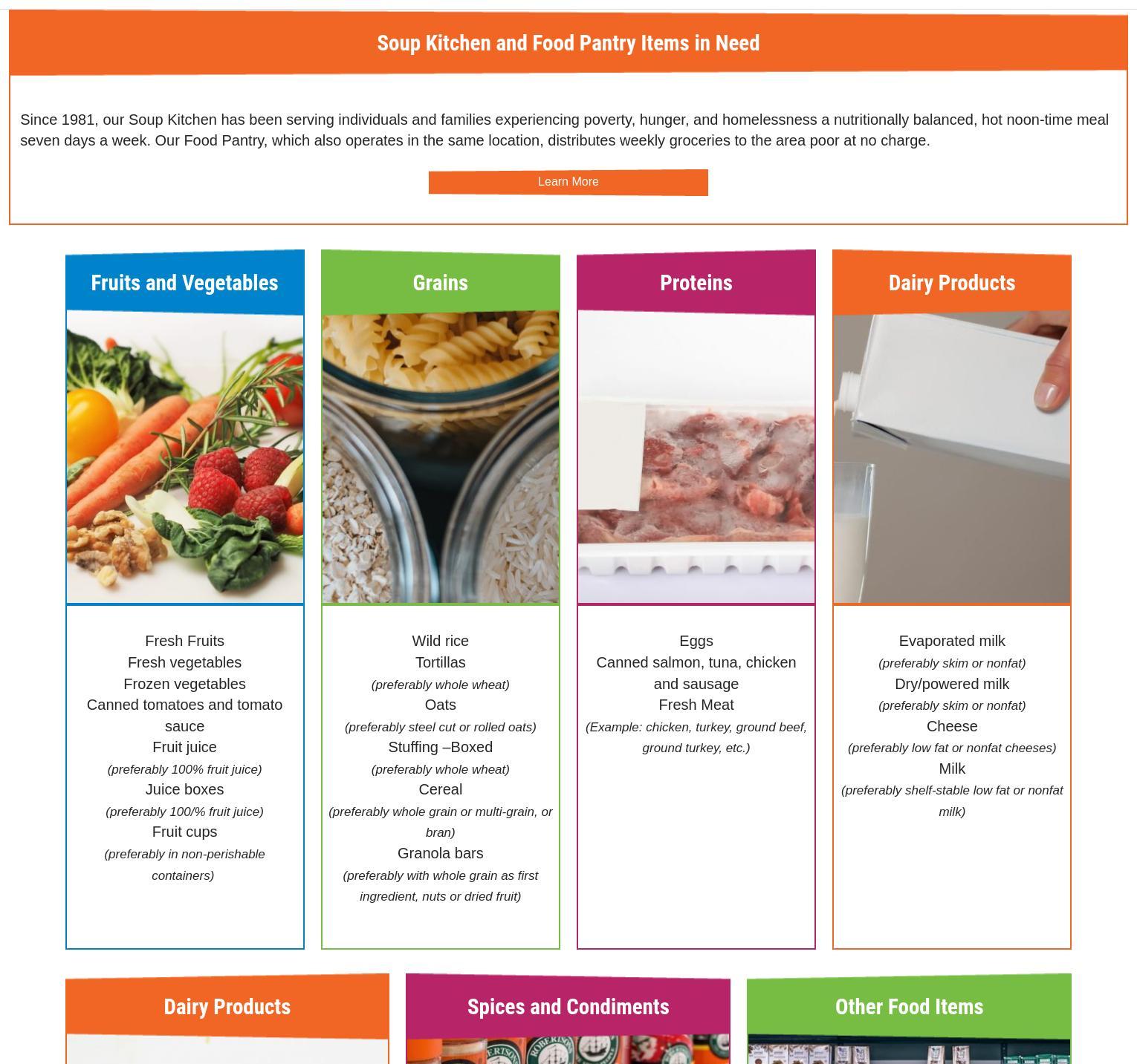 St. Vincent DePaul Mission Soup Kitchen Menu