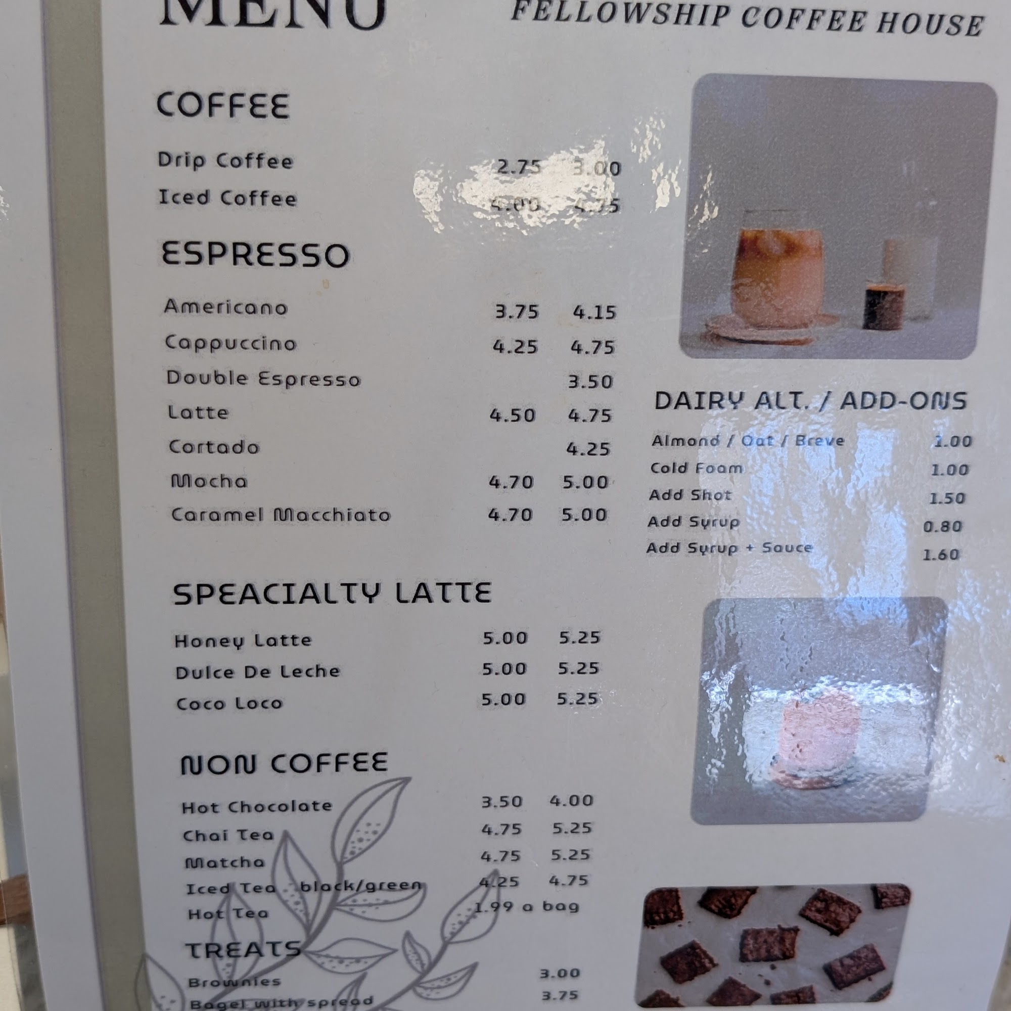 Fellowship Coffee House Menu
