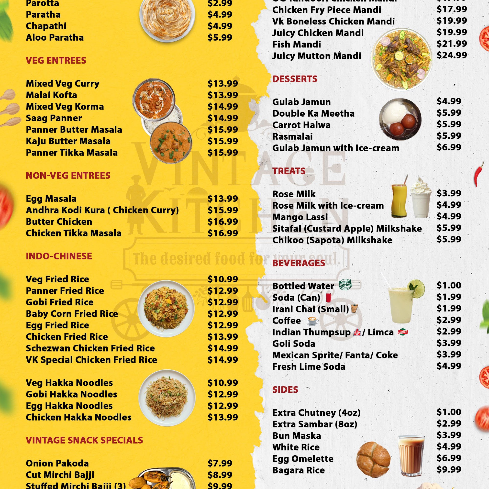 Vintage Kitchen Menu