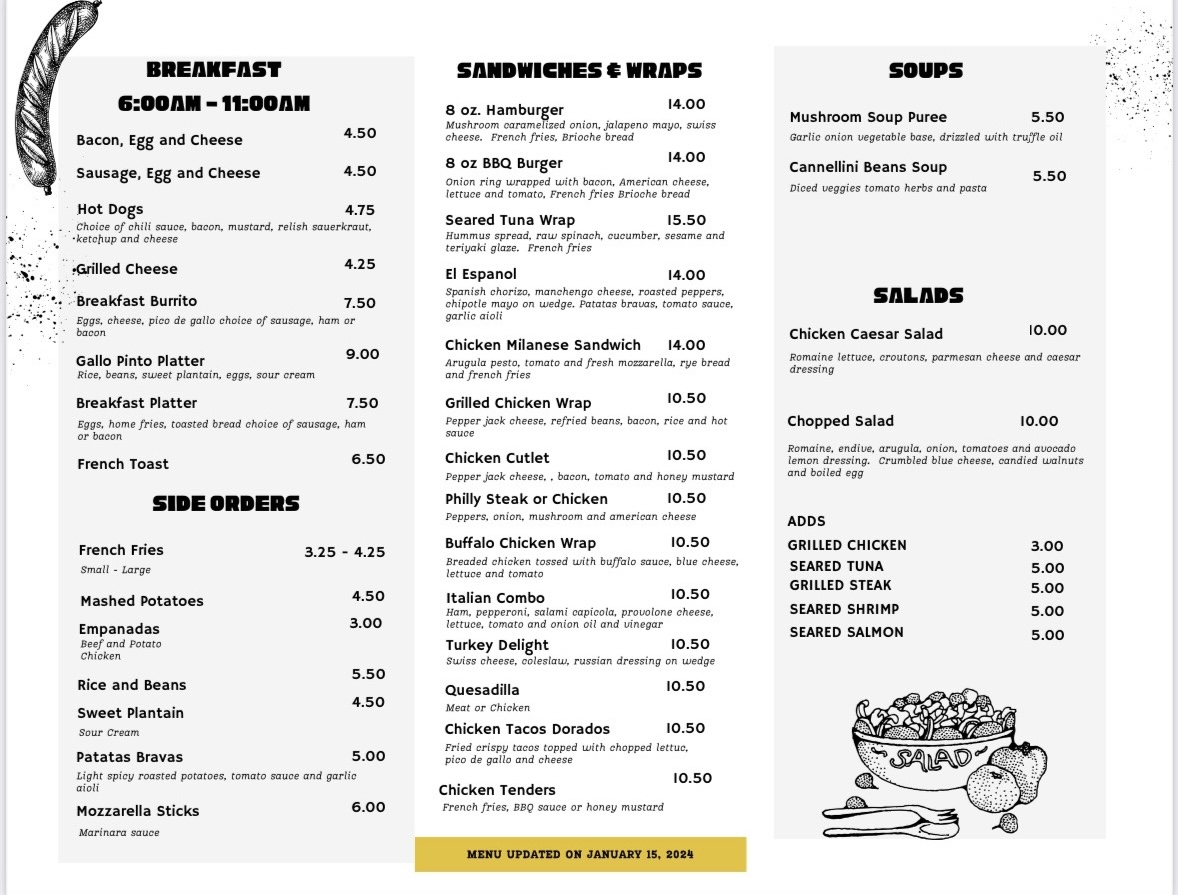 Route 7 Bistro & Deli Menu
