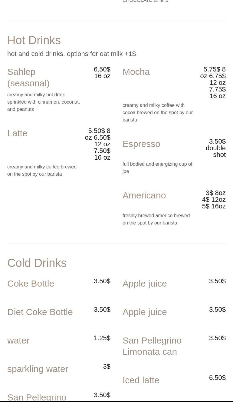 CRUNCH BOREKS CT Menu