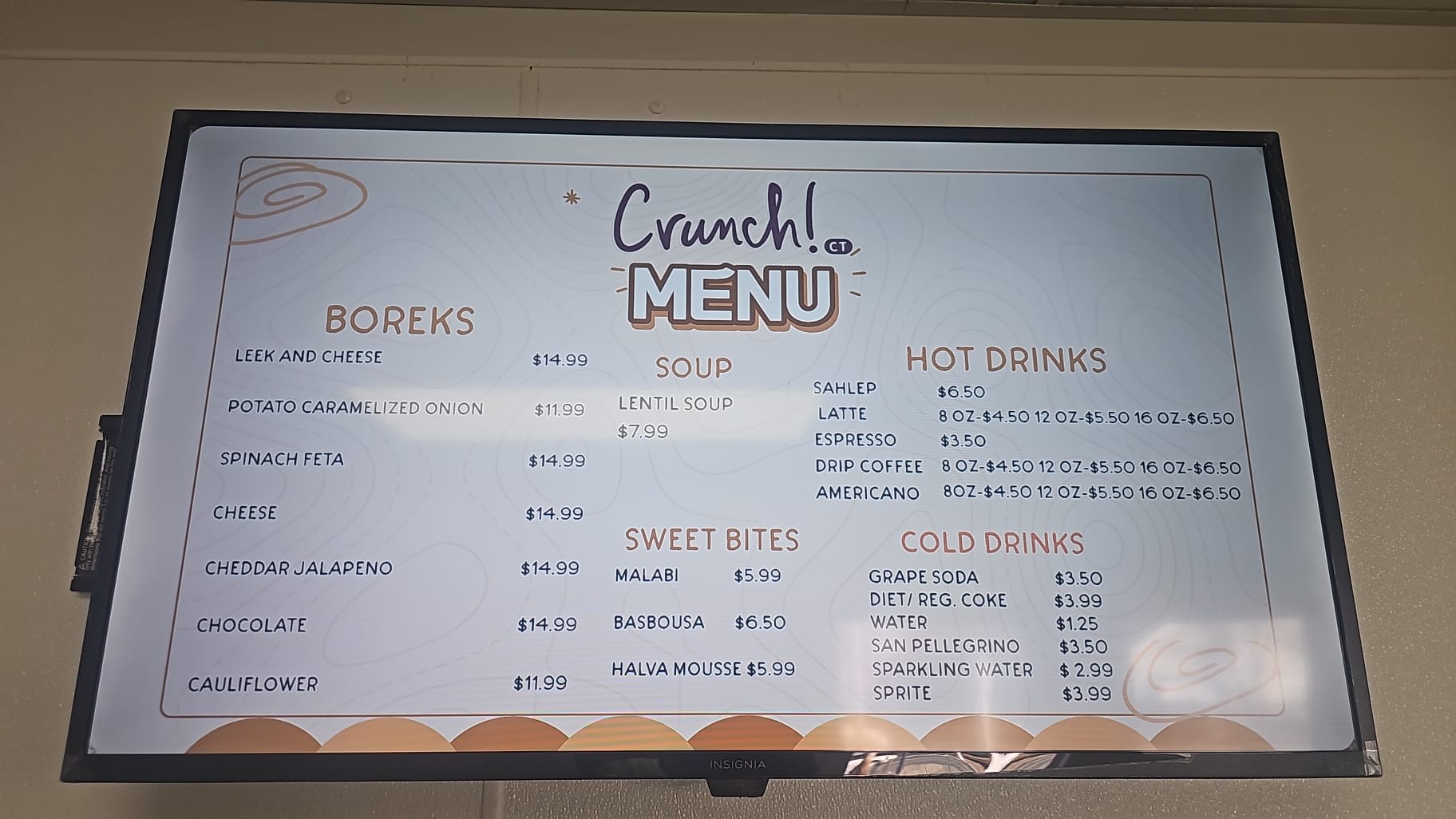 CRUNCH BOREKS CT Menu