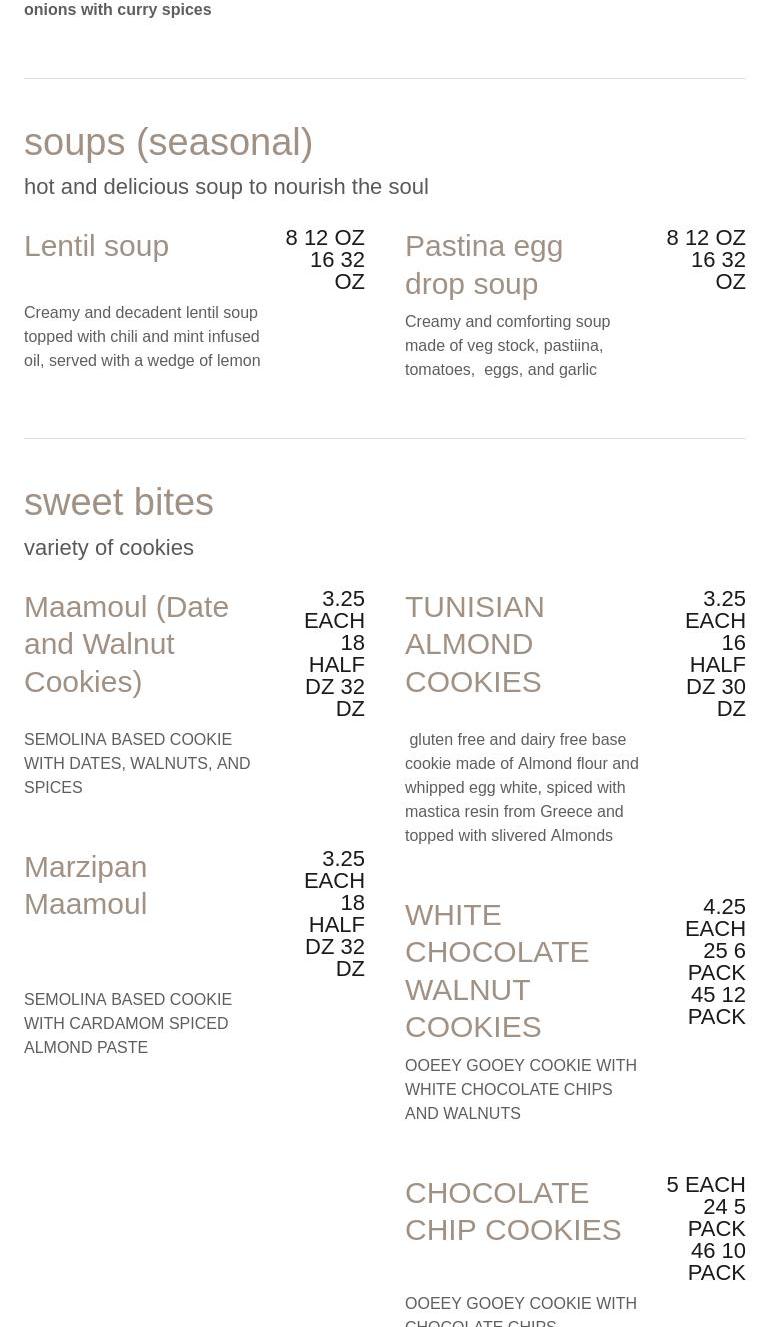 CRUNCH BOREKS CT Menu