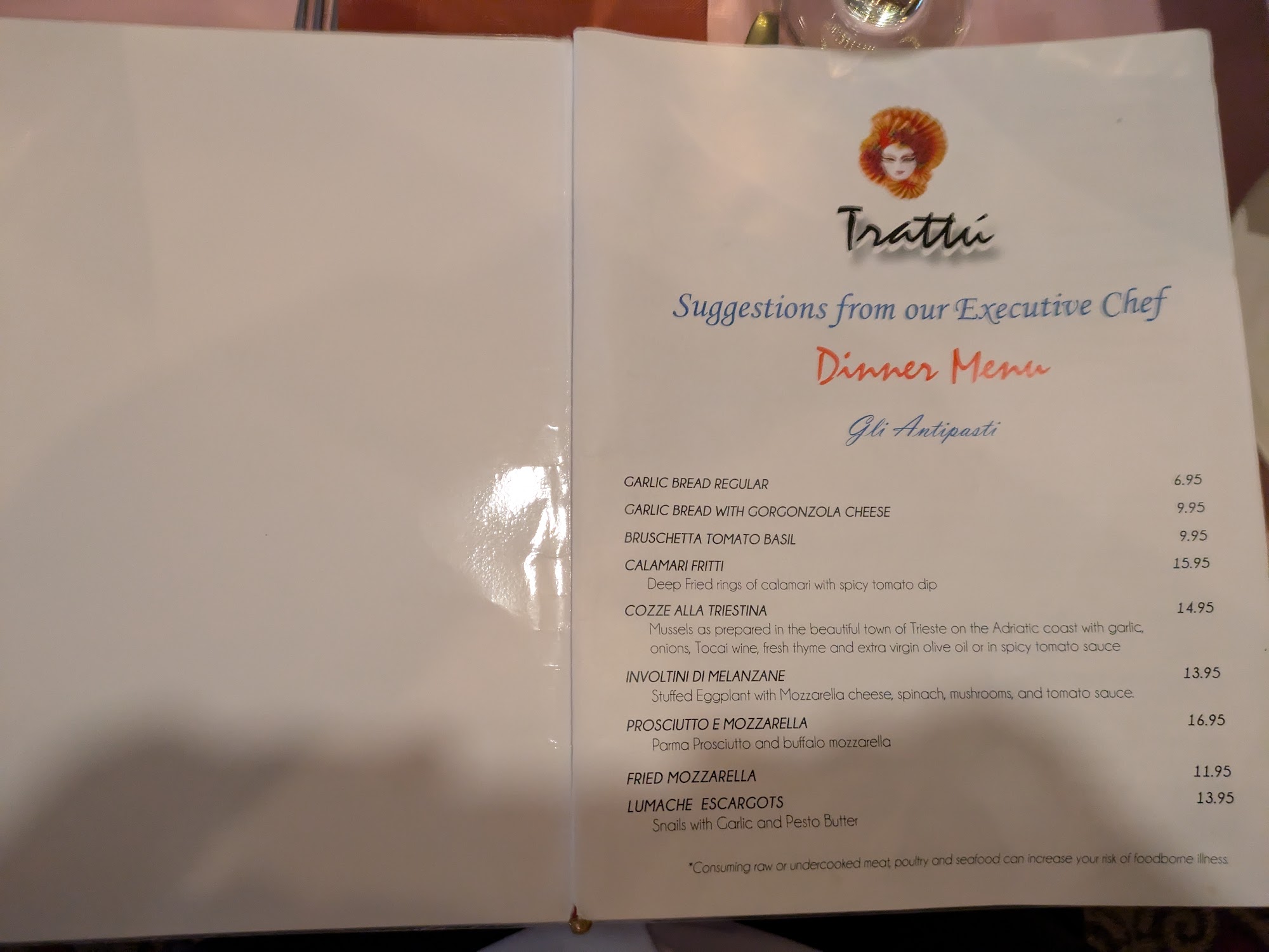 Giovanni's Trattu Menu