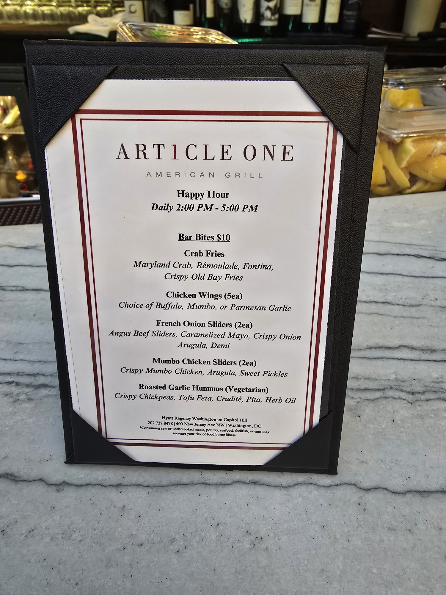 Article One - American Grill Menu