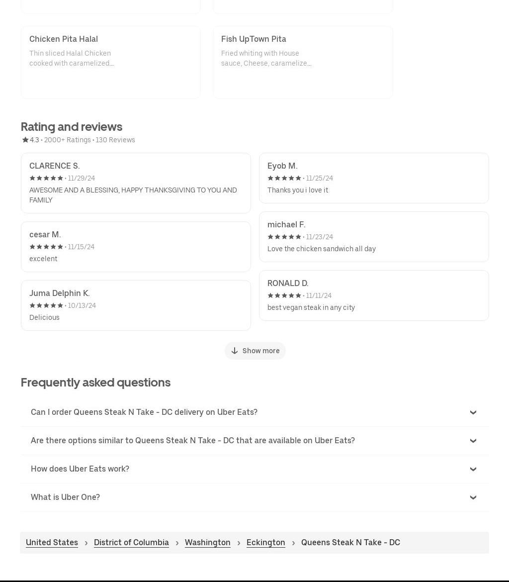 Queens Steak N Take Menu