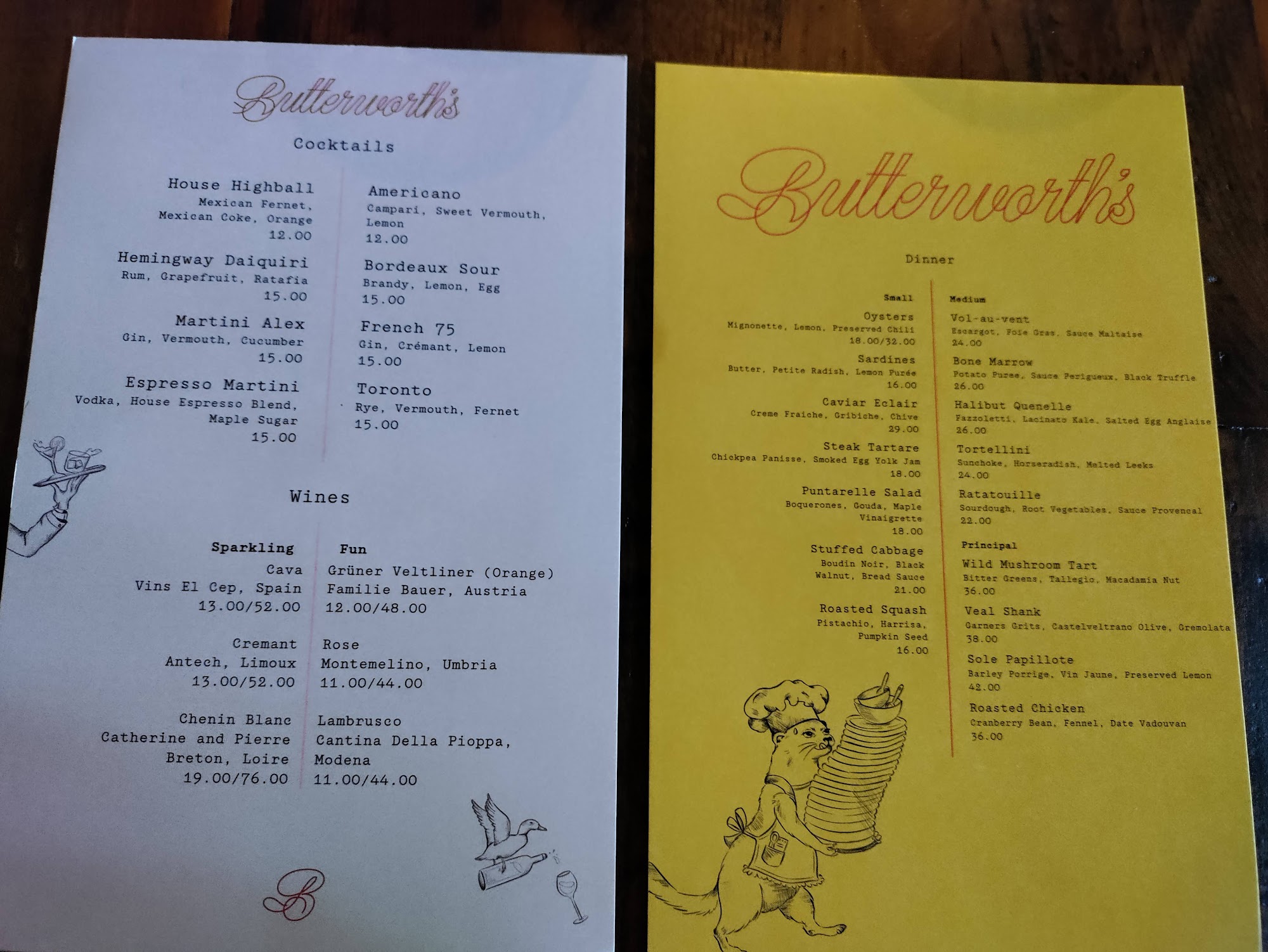 Butterworth’s Menu