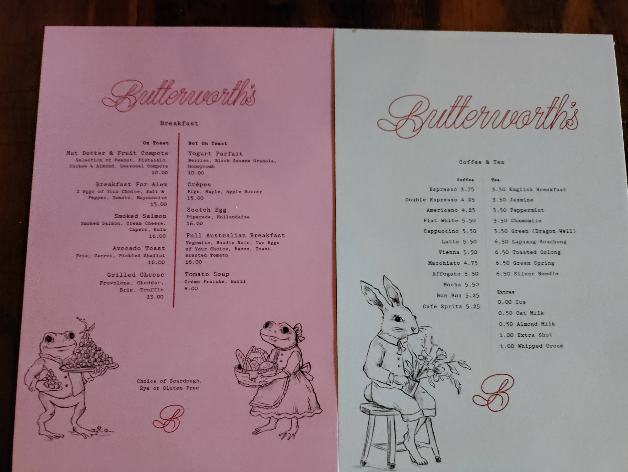 Butterworth’s Menu