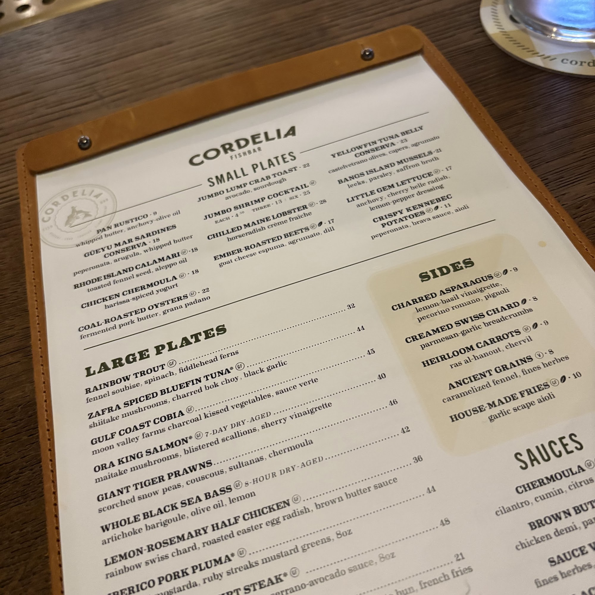 Cordelia Fishbar Menu