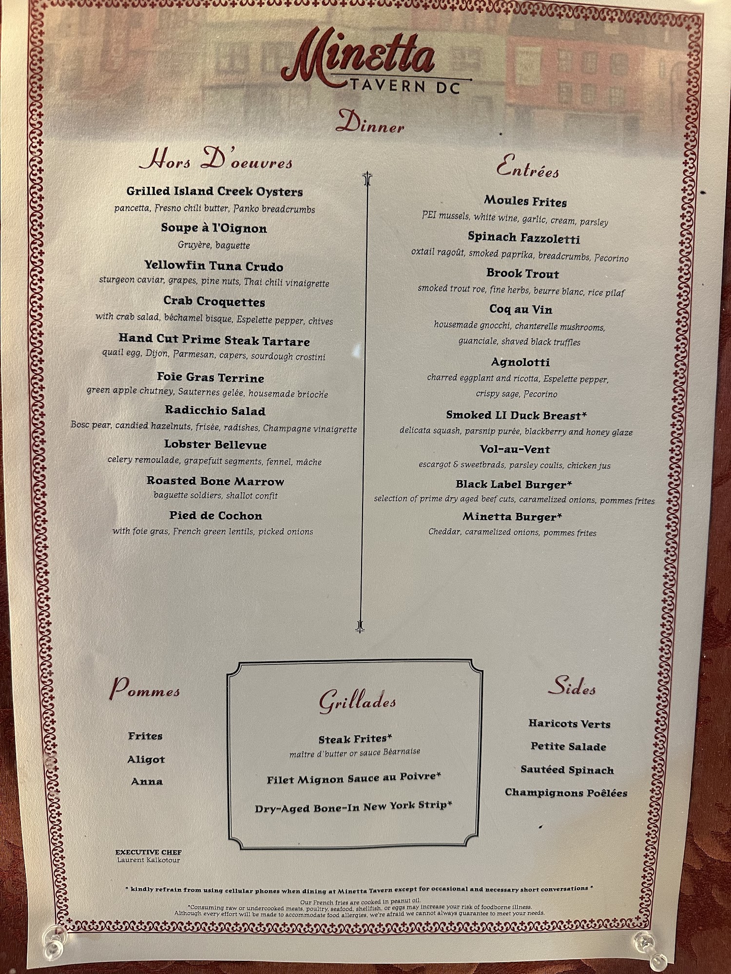 Minetta Tavern DC Menu