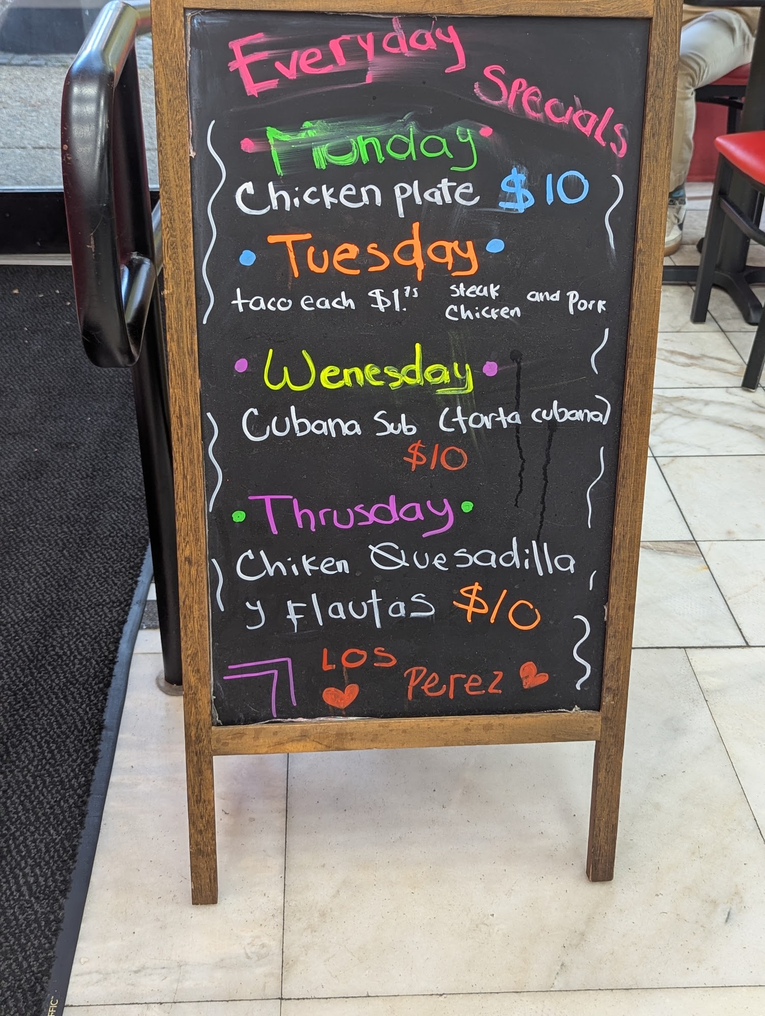 Taqueria Los Perez Washington Menu