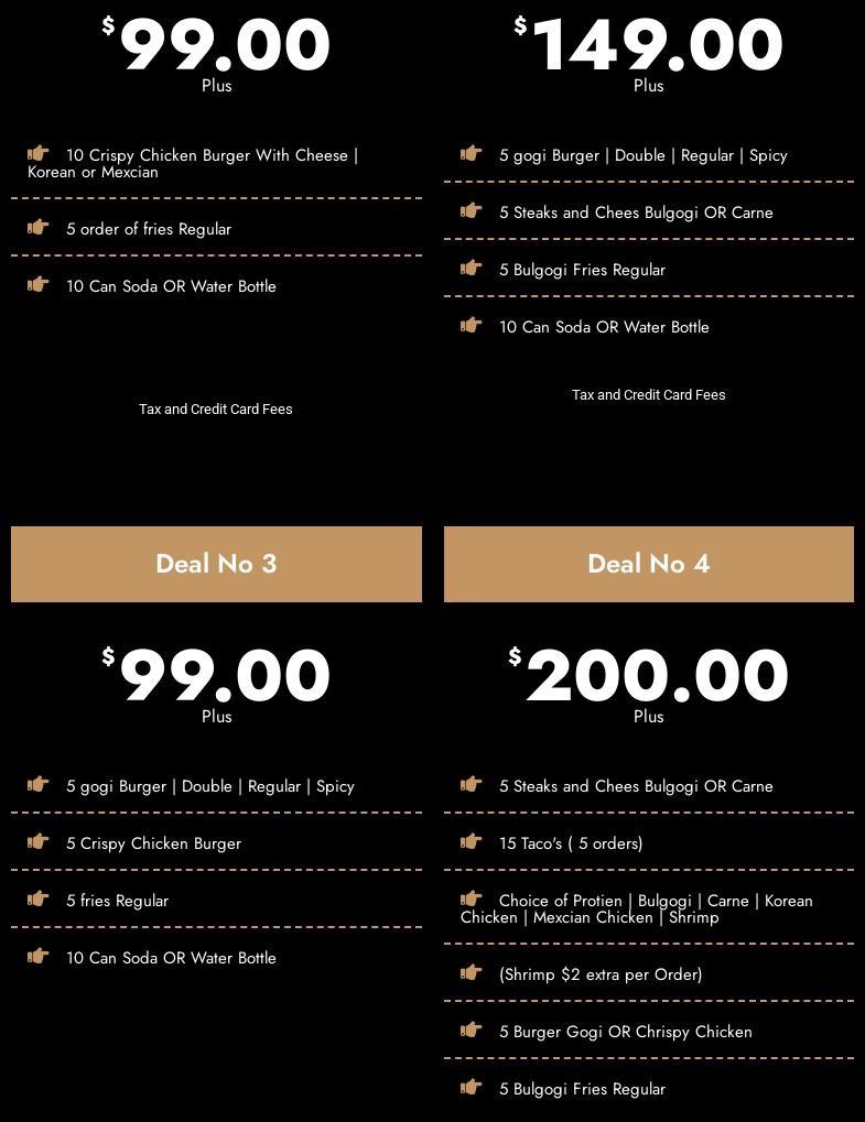 Bebop Korean-Mexican Grill Menu