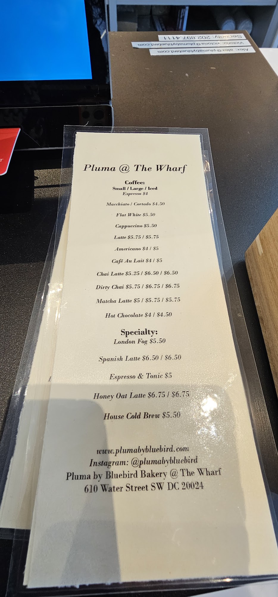 Pluma by Bluebird Bakery Menu